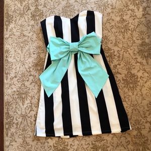 Black and white striped dress